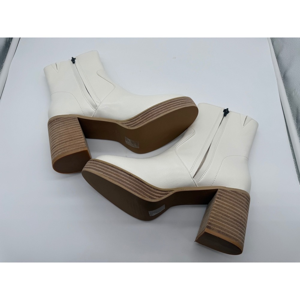 Sole Society White Platform Ankle Boots Chunky Block Heel Size 8.5 M Calypsa